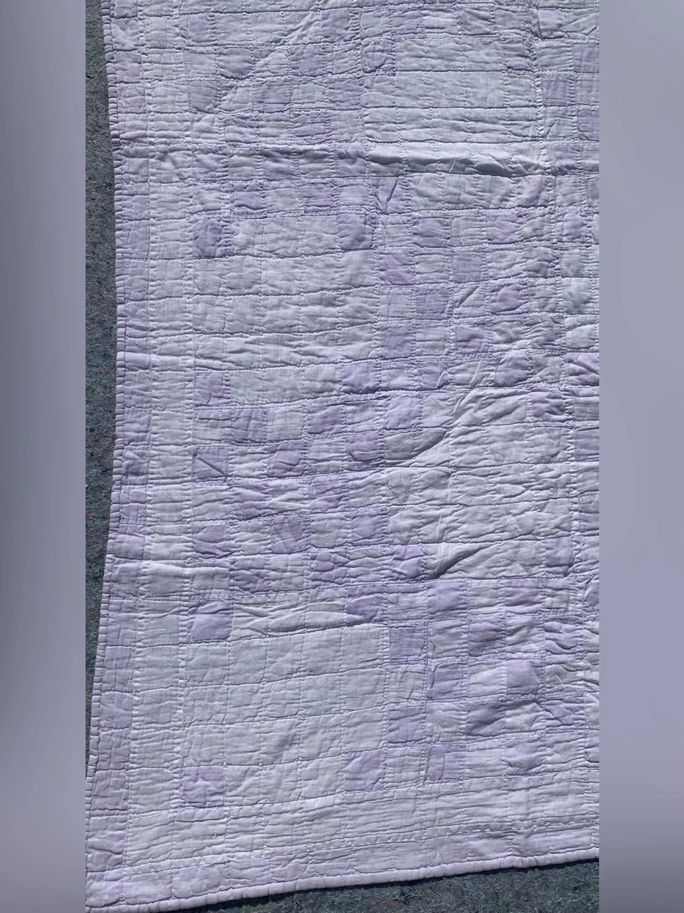 Antique pastel purple & white checkered checks cotton quilt